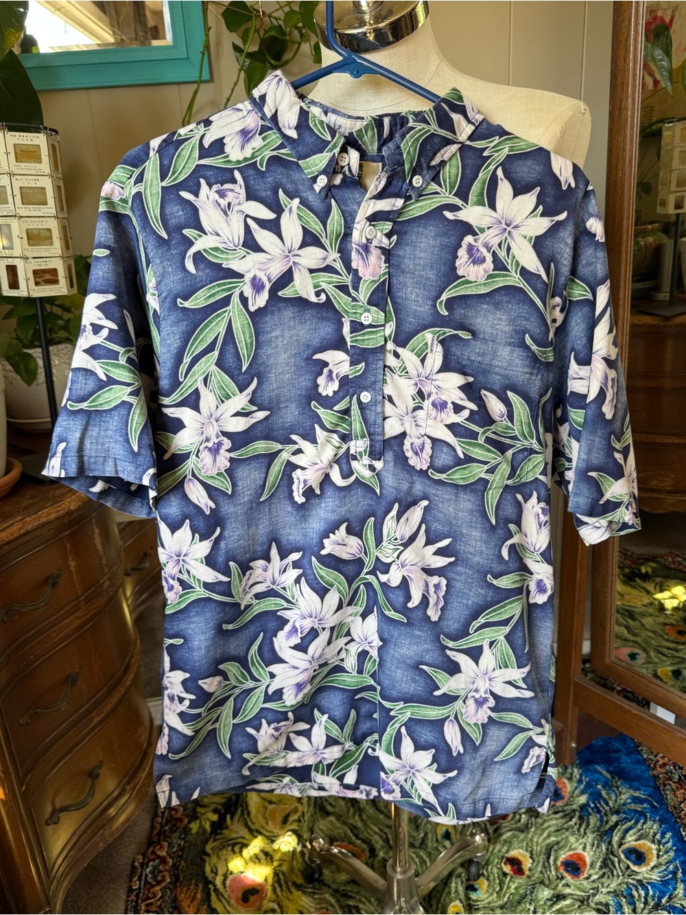 Vintage KAHALA Hawaiian Men's Floral Short-Sleeve Polo Shirt -  Large